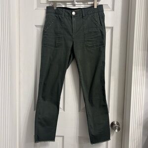 Democracy with “Ab” Technology Olive Green Ankle Studded Raw Hem Pants Size 6